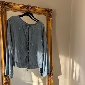 Denim Polka Dot Bow Top